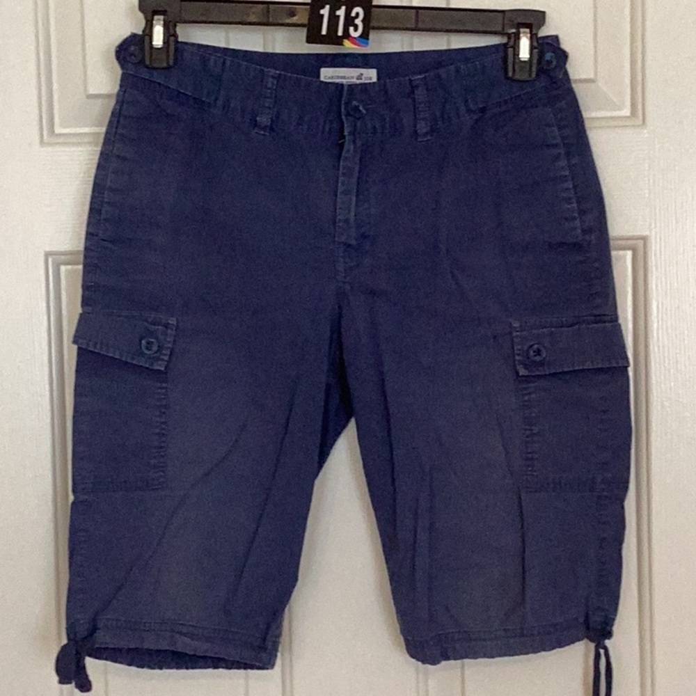 Caribbean Joe Faded Blue Cargo Short Drawstring Hem Sz 6